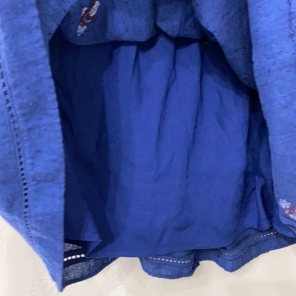 Free People blue boho smocked top size small - Picture 10 of 11